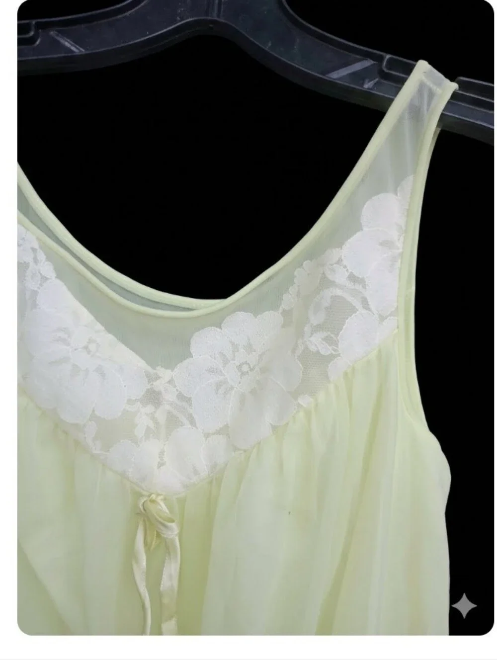 VTG 1960s Sears Celery Green Chiffon Lace Peignoir Set Nightgown Robe S M